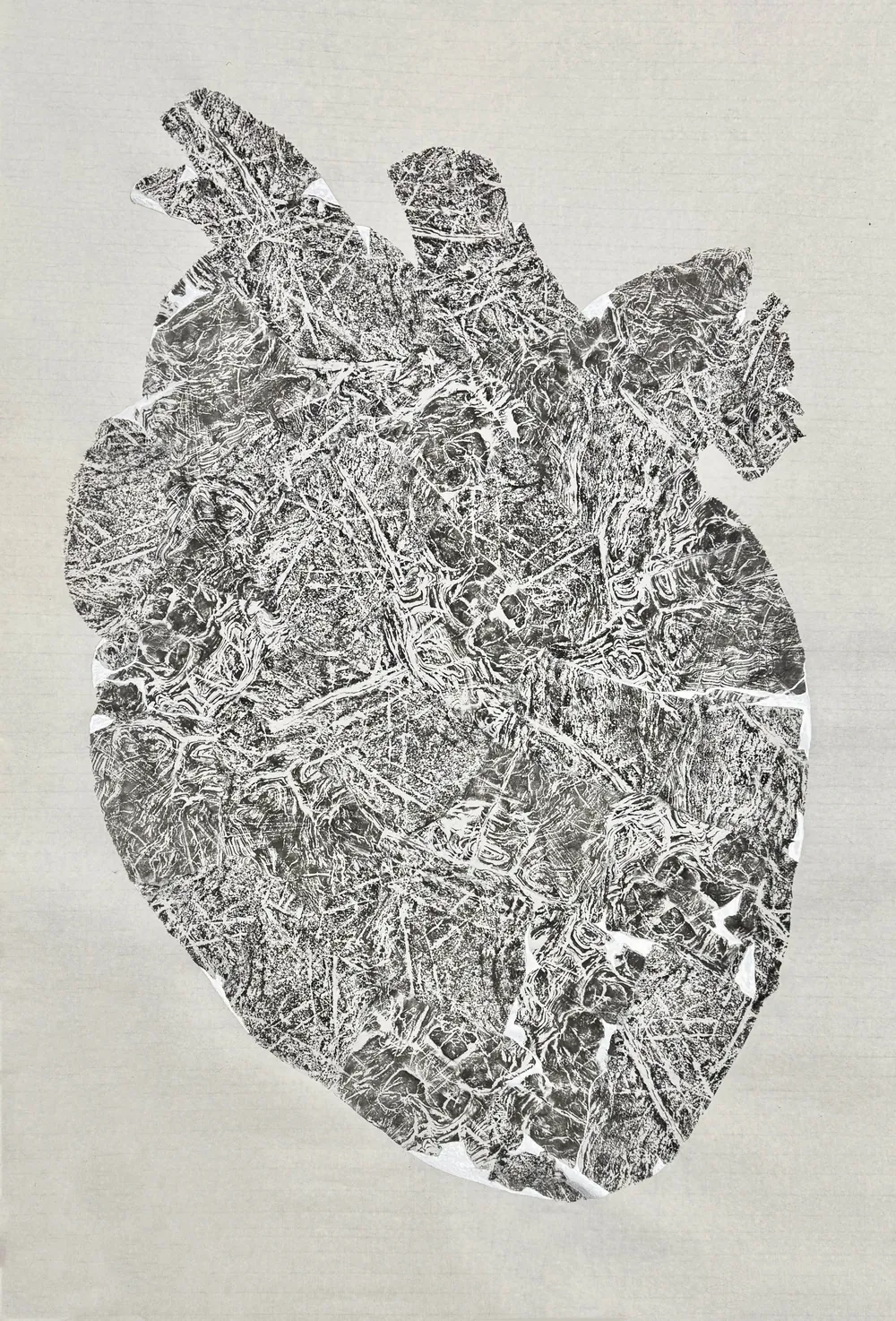 Heart of Stone: a rubbing in the shape of an anatomical heart